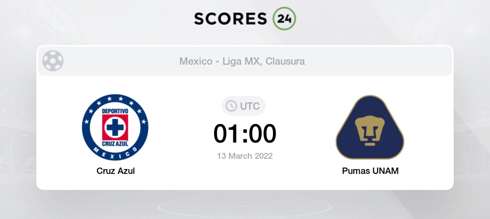 Cruz Azul vs Pumas UNAM 13/03/2022 01:00 Stream \u0026 Results