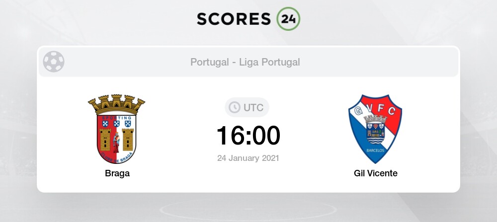 Braga Vs Gil Vicente Head To Head For 24 January 2021