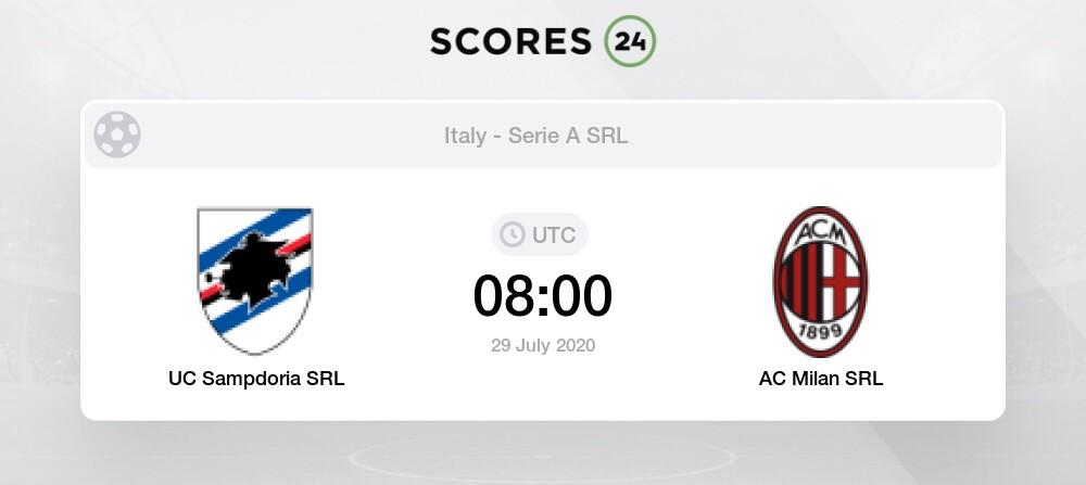 Uc Sampdoria Srl Vs Ac Milan Srl 29 July 2020 Soccer