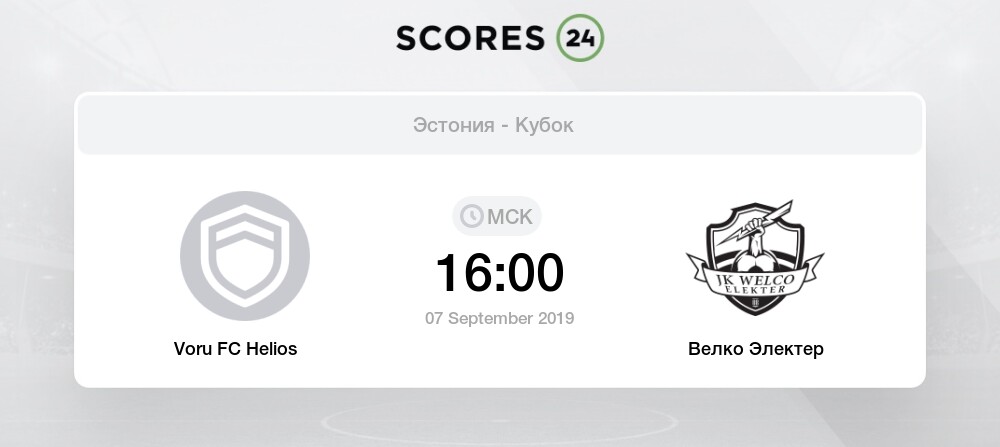 Voru Fc Helios Tartu Jk Welco 7 September 2019 Result Score